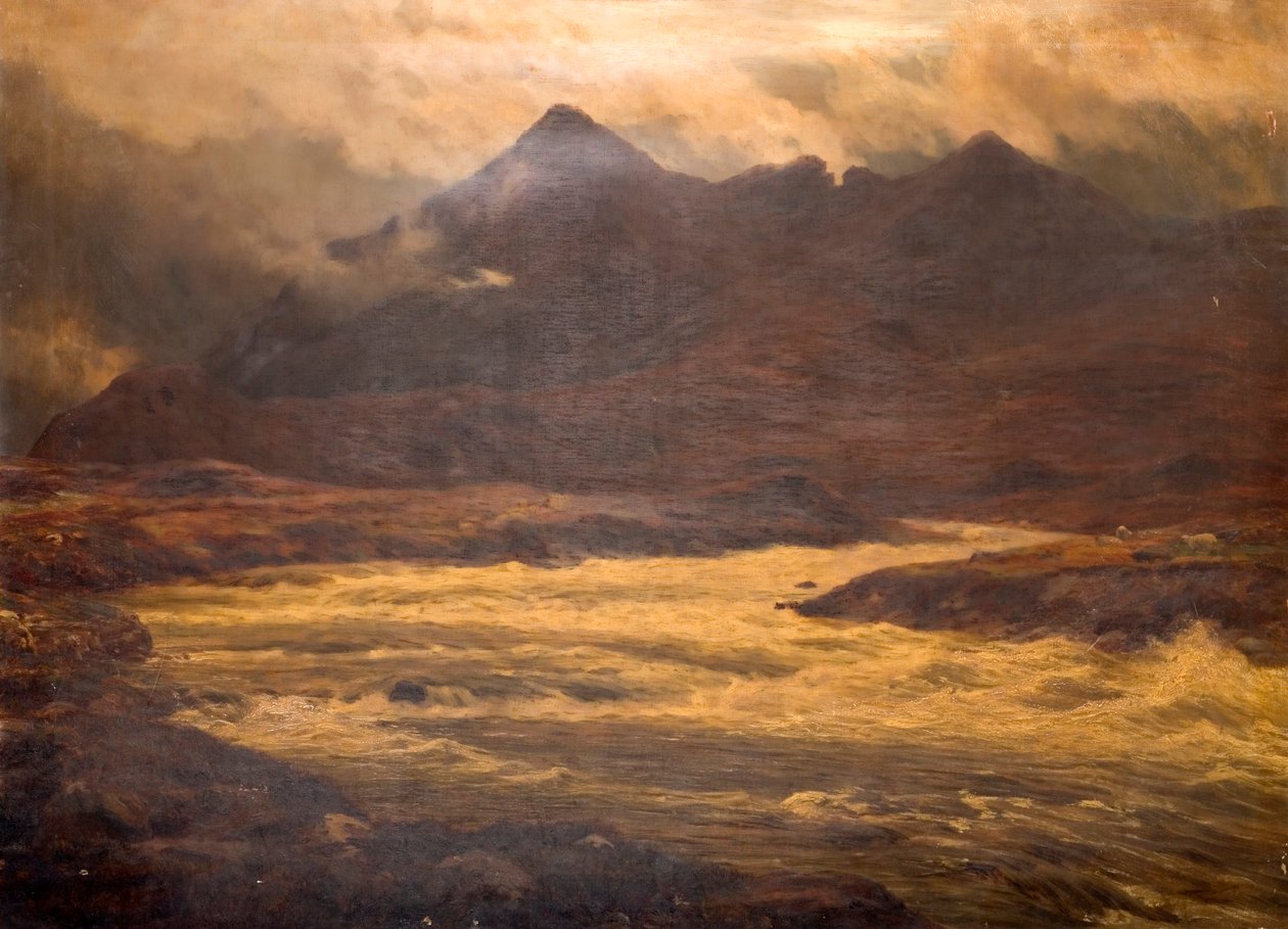 Montanha e Inundação, Snir-Na Gillan, Skye, 1876 de Charles Edward Johnson