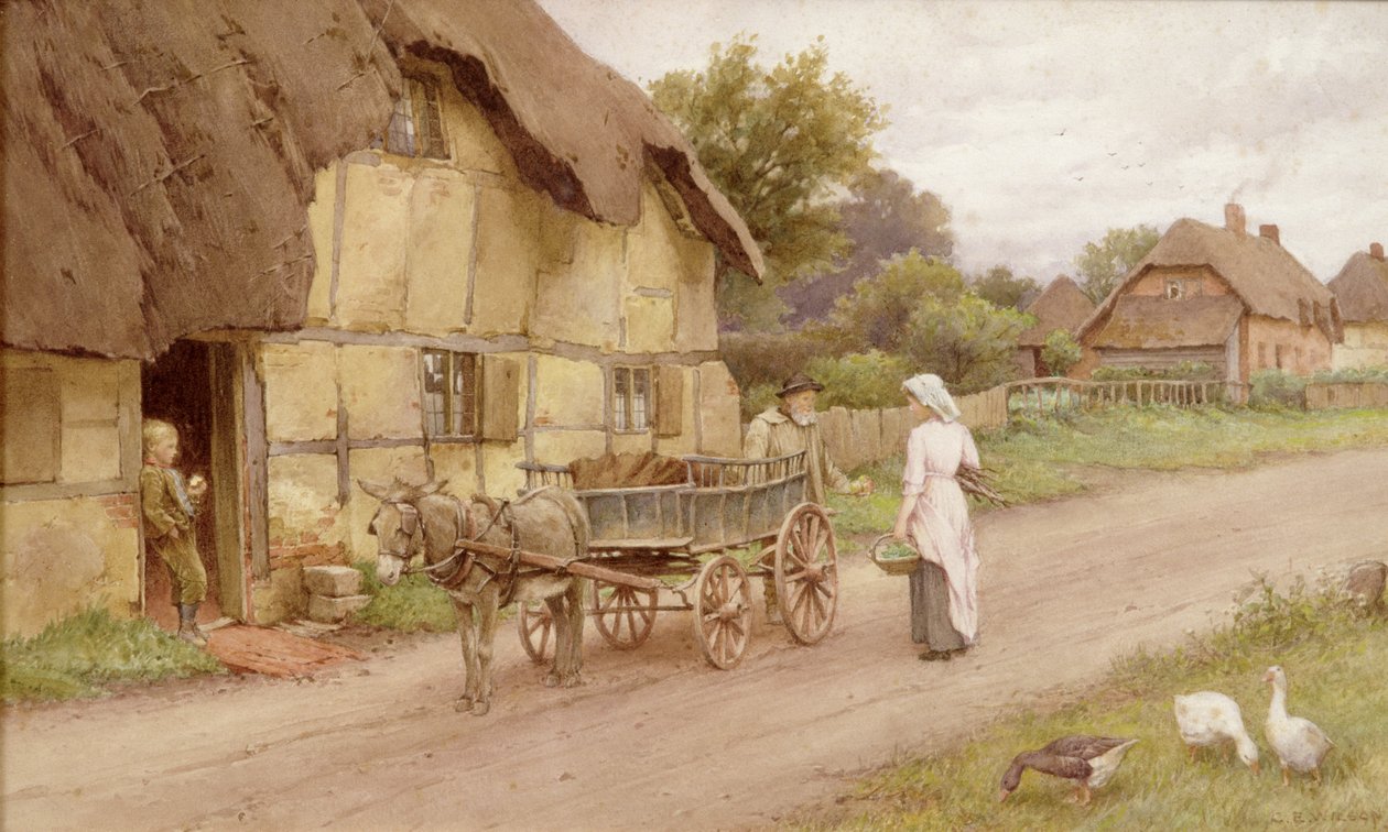 O carrinho de burro, c.1920 de Charles Edward Wilson