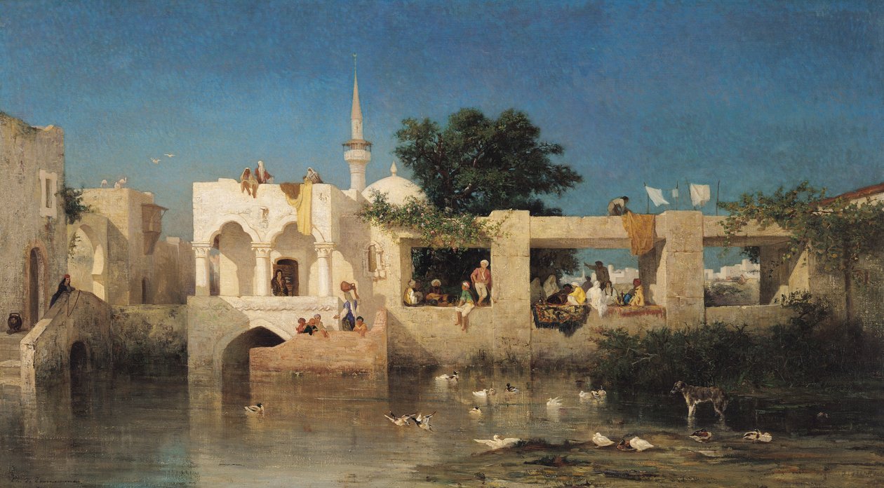 Cafe em Adalia, 1856 de Charles Émile de Tournemine