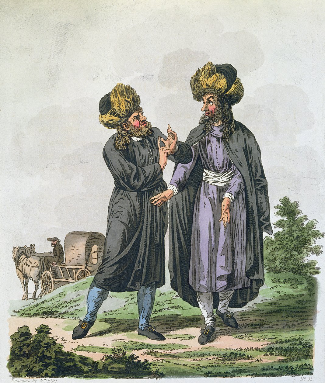 Judeus poloneses, gravados por William Ellis (1747-1810) publicado em 1804 de Charles Emilius Gold