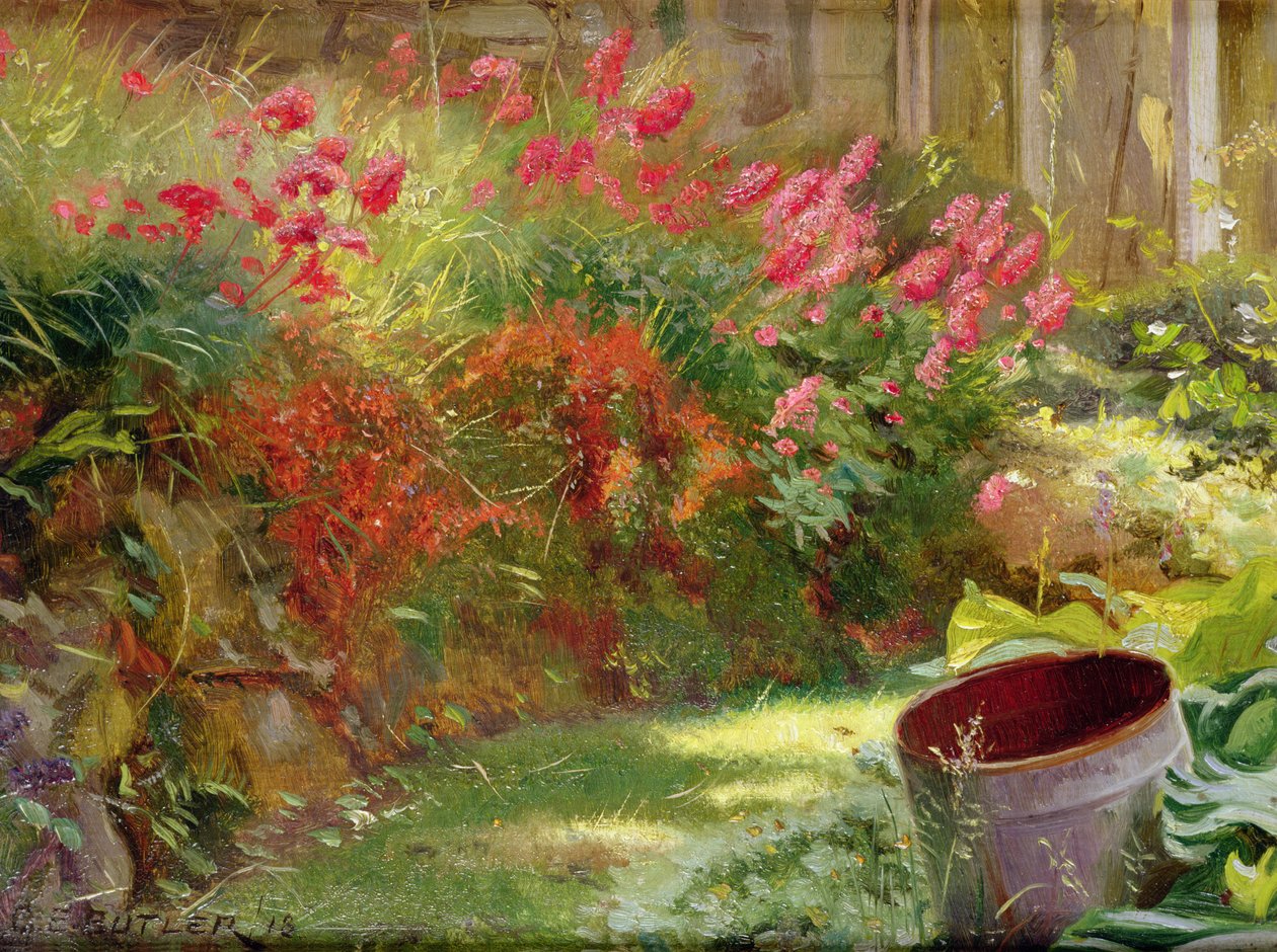 Um jardim iluminado pelo sol, 1918 de Charles Ernest Butler