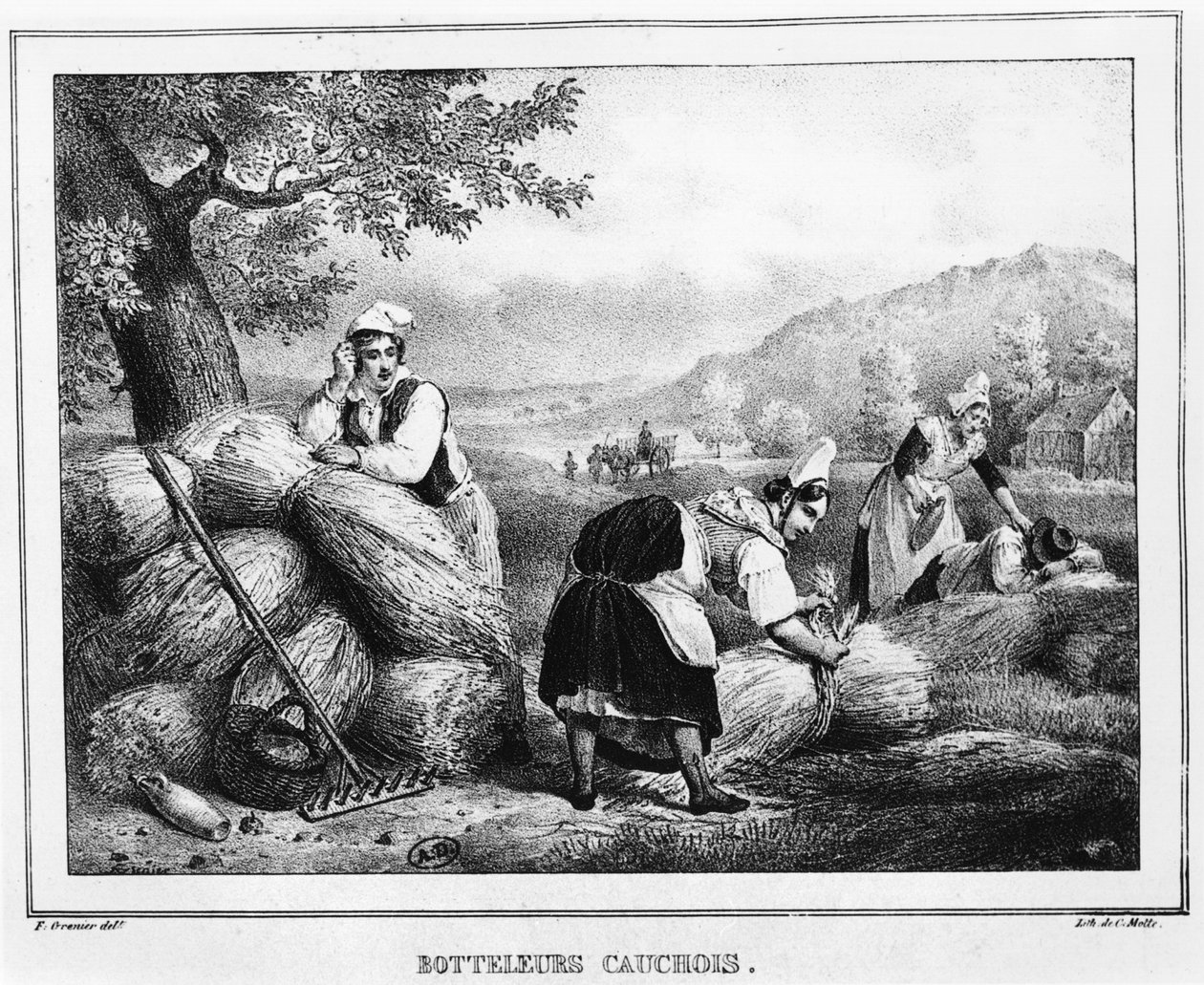 Os encadernadores de feixes, Pays de Caux, Normandia de Charles Etienne Pierre Motte