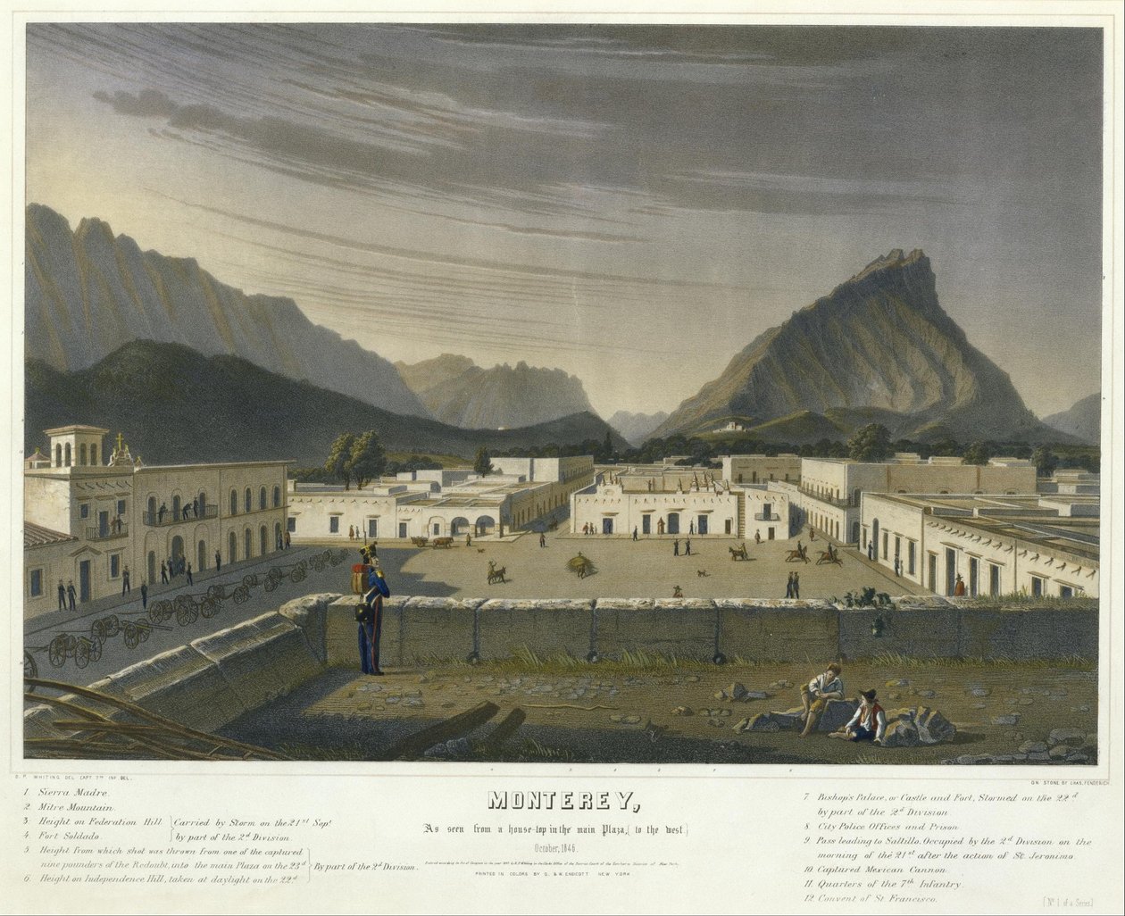 Monterey, visto do topo de uma casa na praça principal, (para o oeste) em outubro de 1846 ... (número 1 de um ... de Charles Fendrich