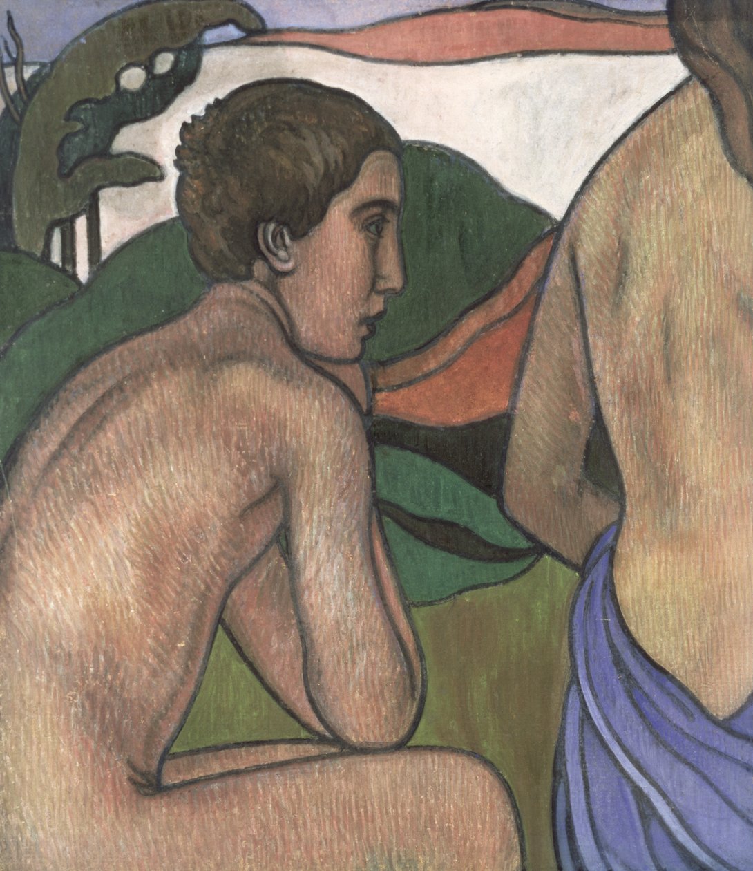 Nu masculino sentado em uma paisagem de Charles Filiger