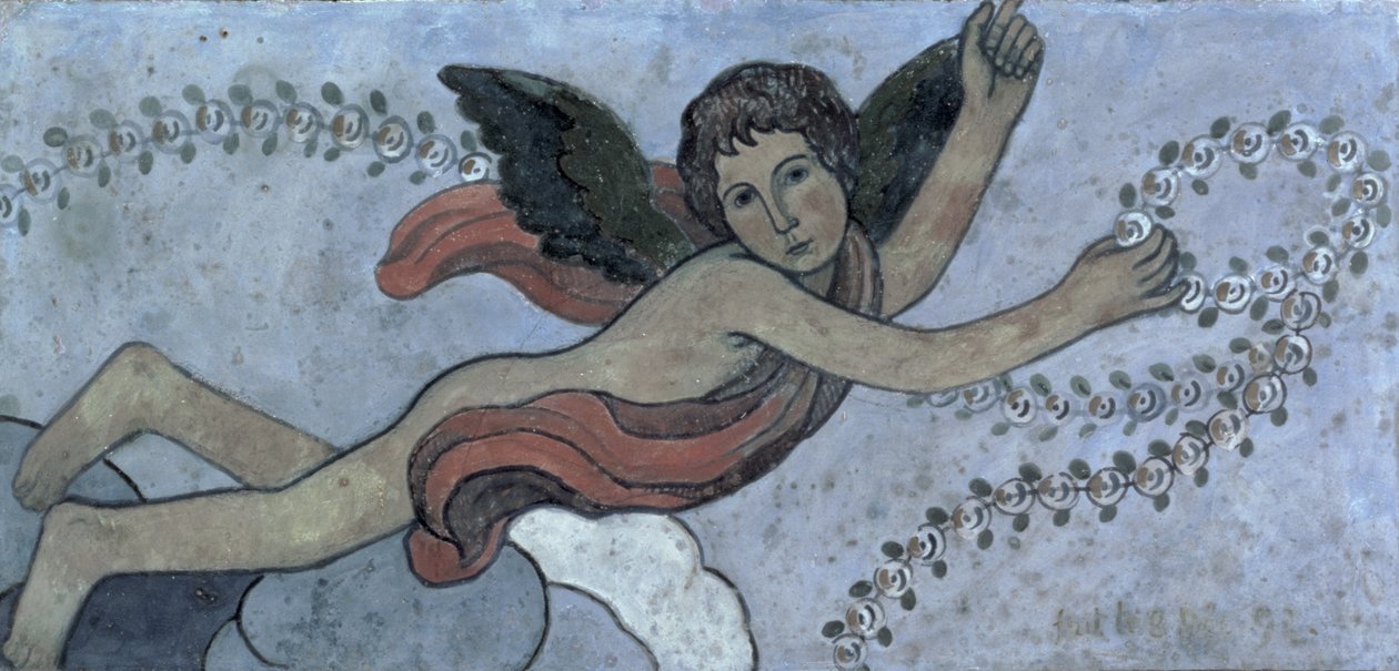O Anjo da Guarda com Garland, 1892 (guache sobre gesso) de Charles Filiger