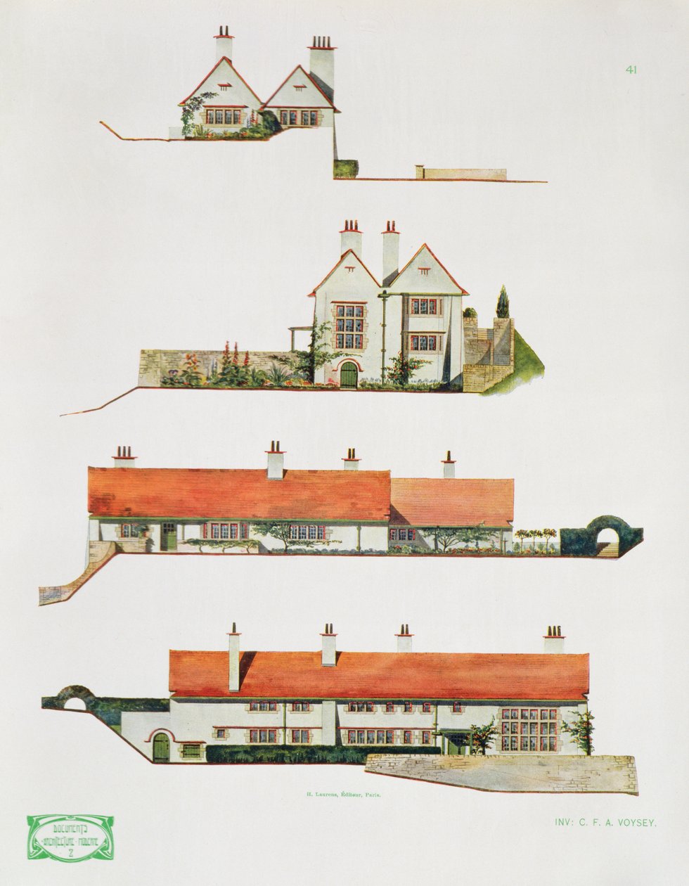 Design para uma pequena casa de campo no início de 1900 de Charles Francis Annesley Voysey