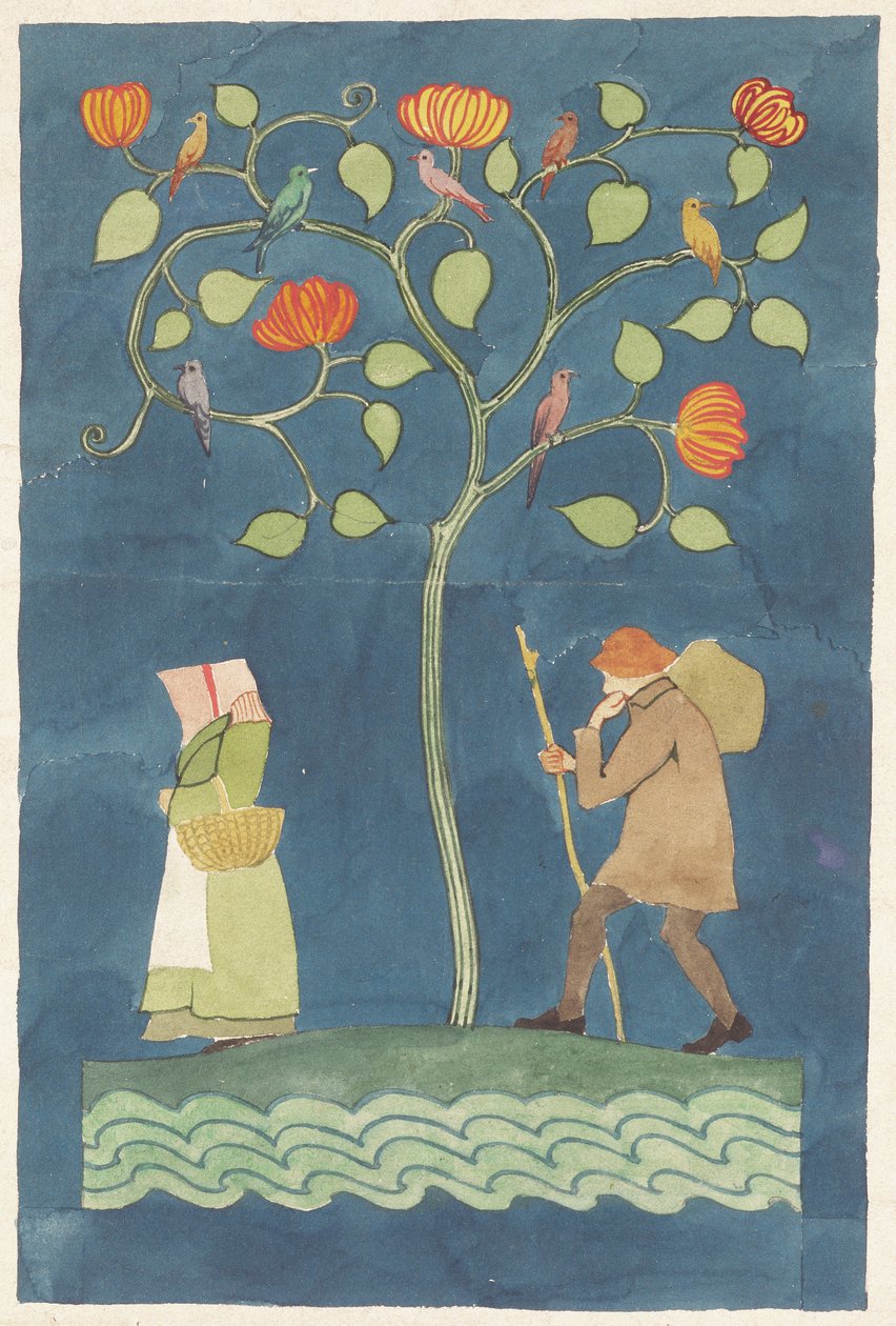 Camponeses e a árvore florescente de Charles Francis Annesley Voysey