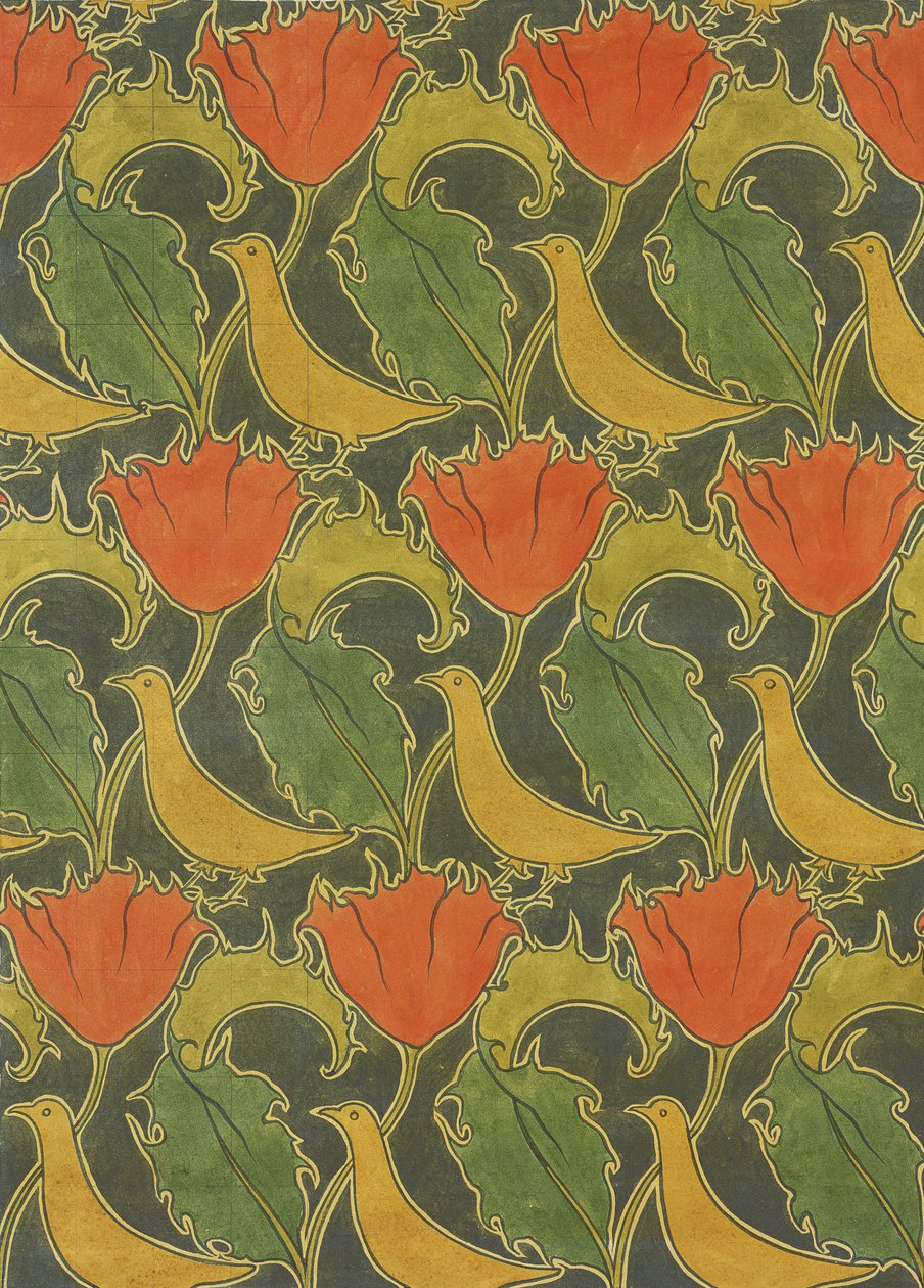 The Voysey Birds, final do século XIX (wc e lápis sobre papel) de Charles Francis Annesley Voysey
