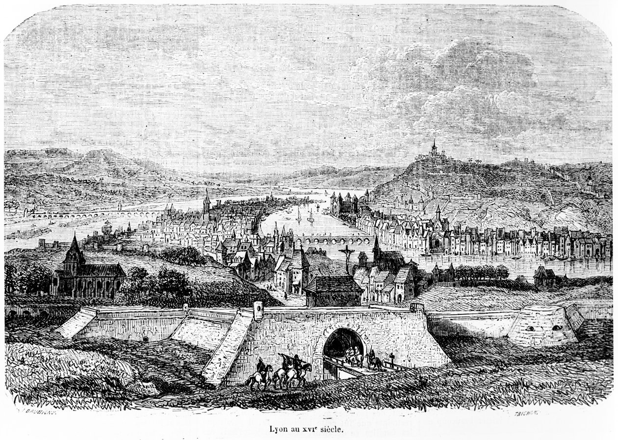 Lyon no século 16, 1856 de Charles Francois Daubigny