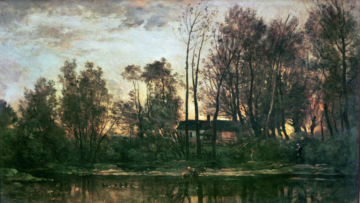 Pôr do sol, Bas-Meudon (Hauts-de-Seine), 1869 de Charles Francois Daubigny