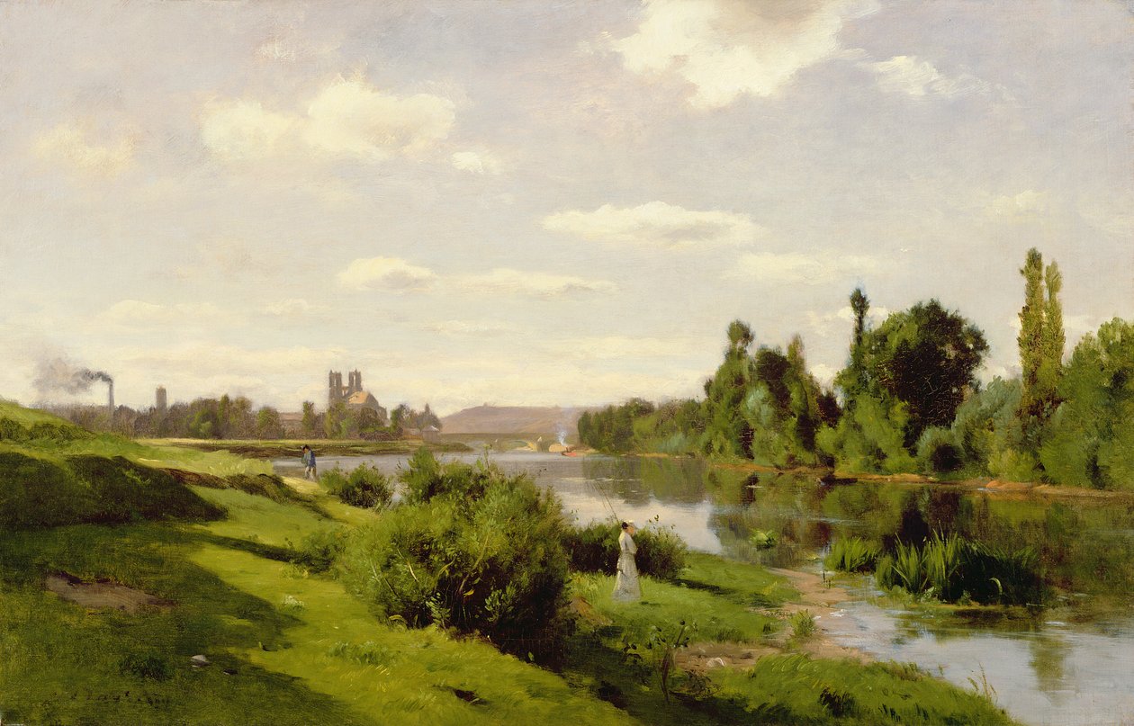 O rio Sena em Mantes, c.1856 (óleo sobre tela revestida de cera) de Charles Francois Daubigny
