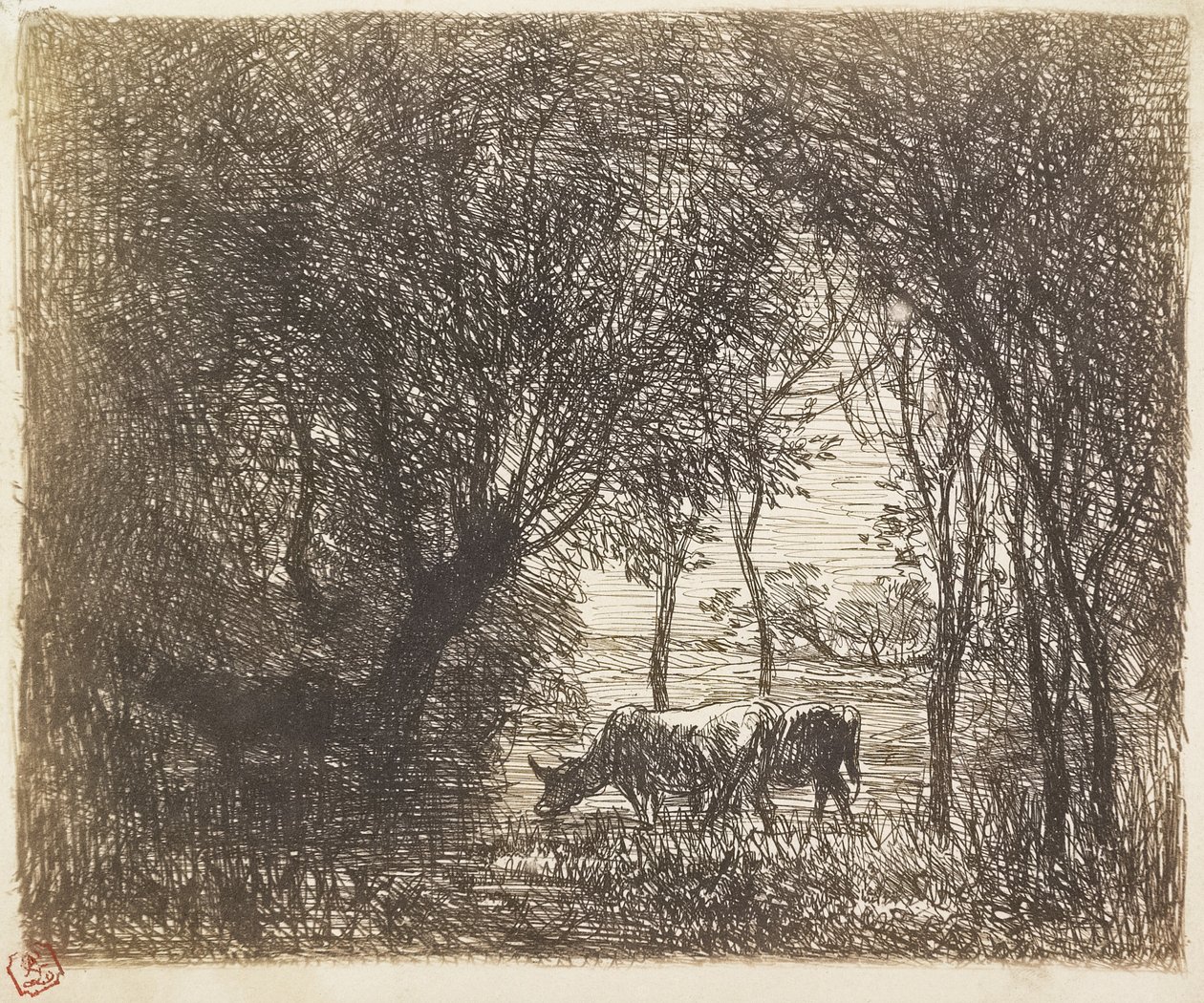 Vacas em madeira, 1862 de Charles Francois Daubigny