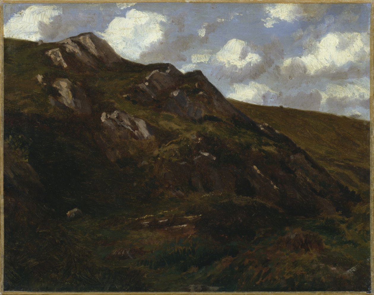 Paisagem montanhosa (óleo sobre papel montado sobre tela) de Charles Francois Eustache