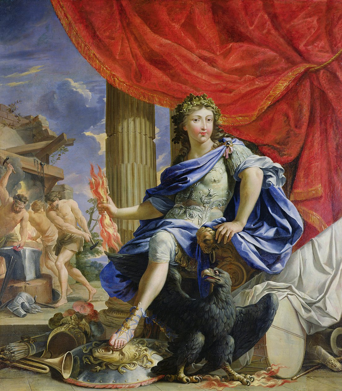 Luís XIV (1638-1715) como Júpiter Conquistando a Fronda, 1648-67 de Charles Francois Poerson