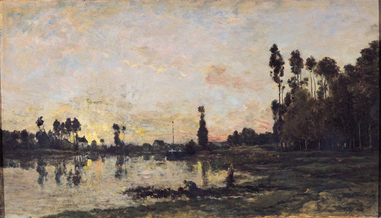 Pôr do sol no rio Oise, 1865 de Charles Francois Daubigny
