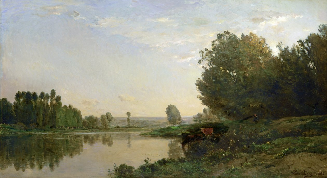 Os bancos do Oise, manhã, 1866 de Charles Francois Daubigny