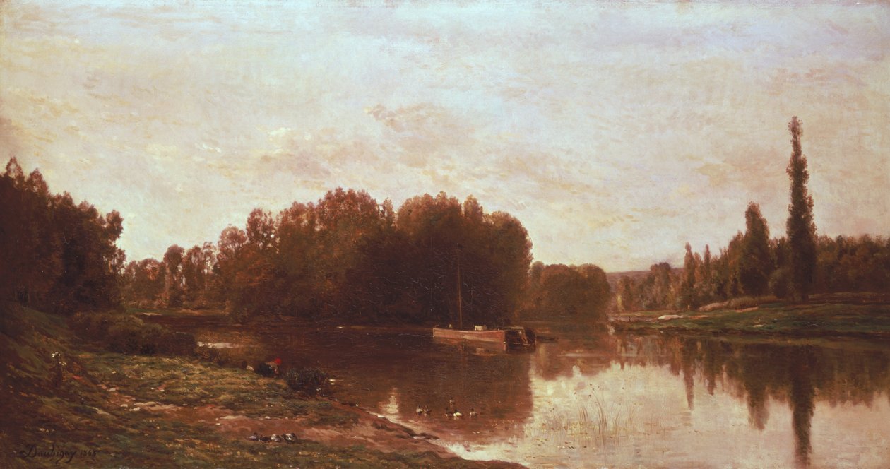 A confluência do rio Sena e do rio Oise de Charles Francois Daubigny
