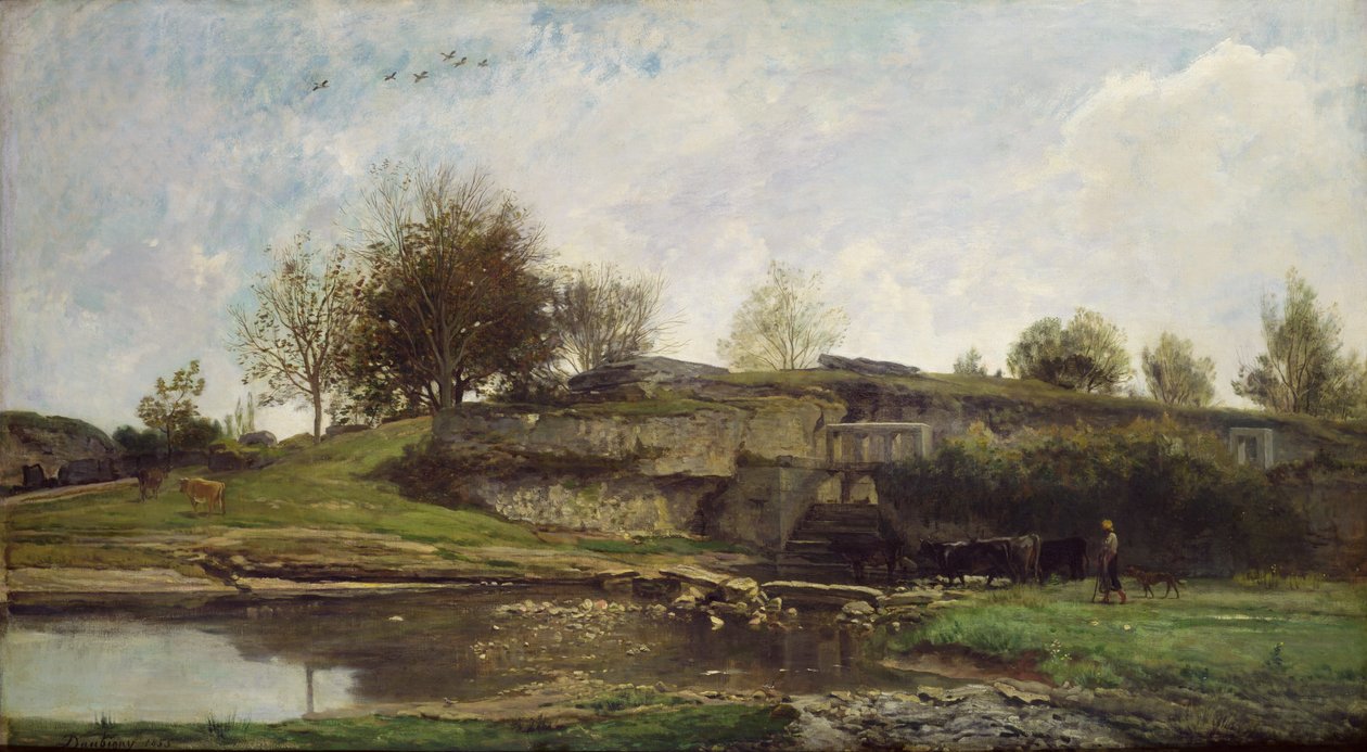 The Lock at Optevoz, 1855 de Charles Francois Daubigny