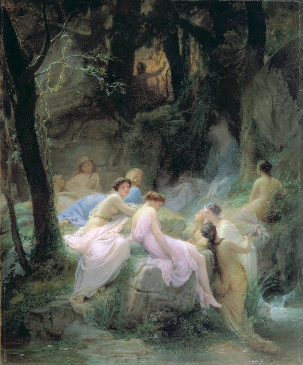 Ninfas Ouvindo as Canções de Orfeu, 1853 de Charles François Jalabert
