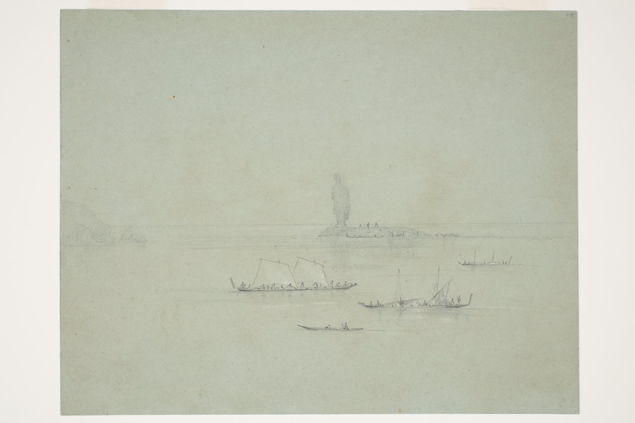 Estátua, rocha, manaia, thames de Charles Heaphy