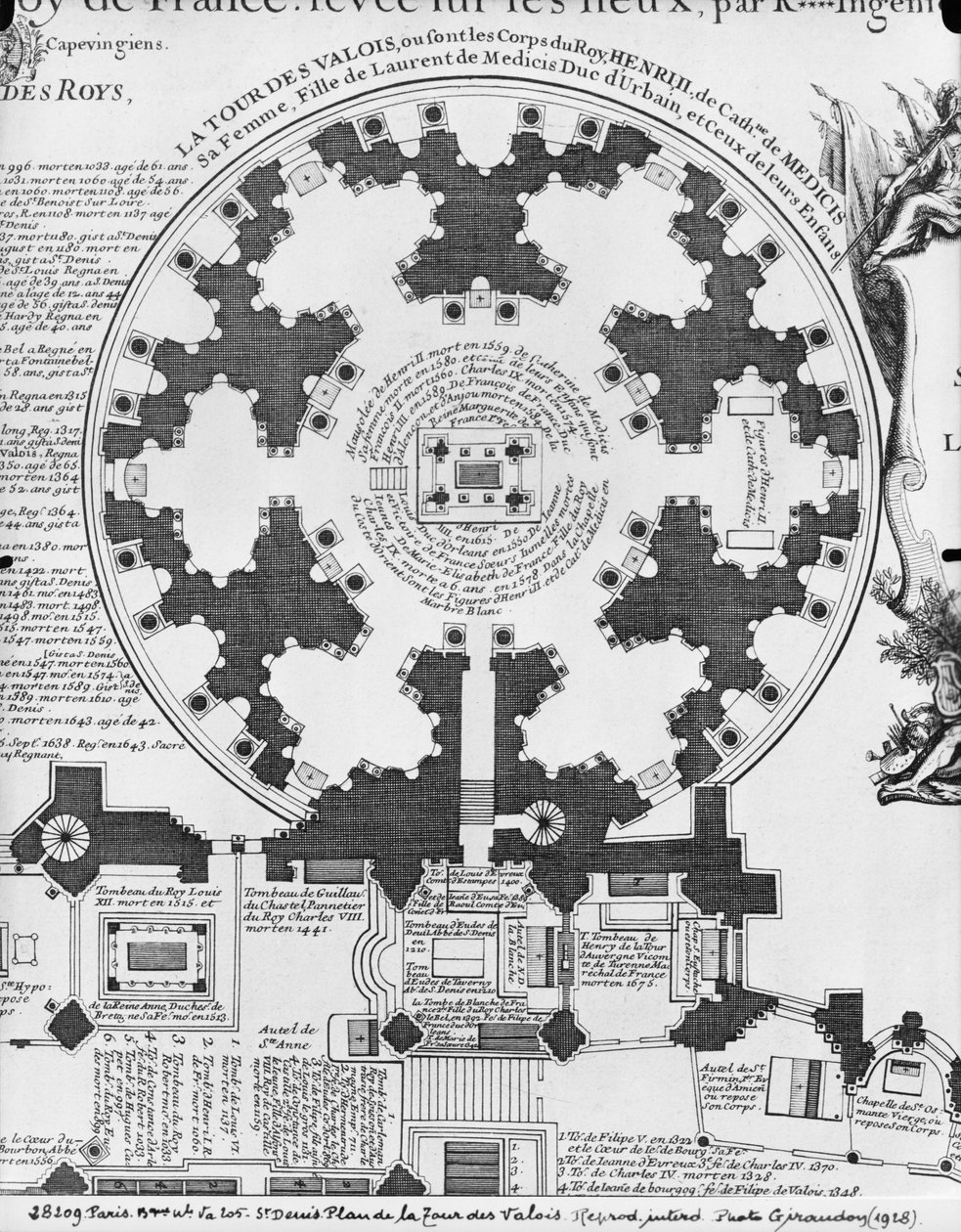 Basílica Saint-Denis, plano da Torre Valois, 1705 (ver também 242815) de Charles Inselin