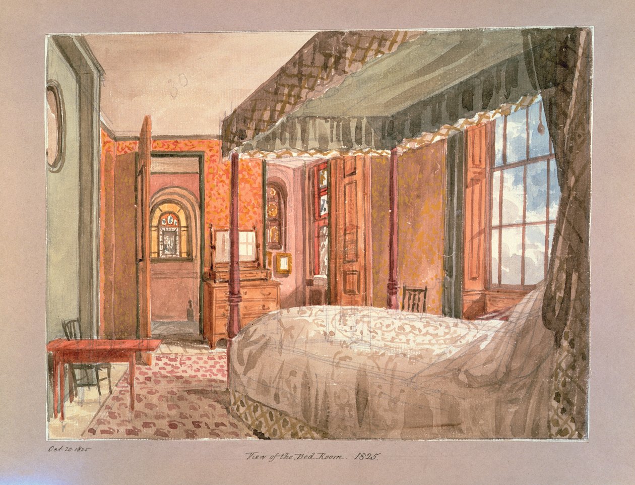 Vista do quarto da cama, 1825 de Charles James Richardson