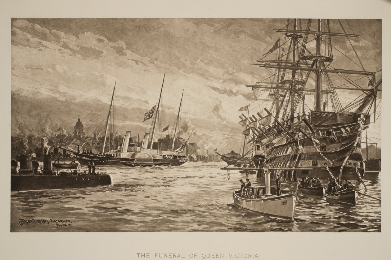 O Funeral da Rainha Vitória, 1 de fevereiro, de &39;The Illustrated London News&39;, 1901 de Charles John de Lacy
