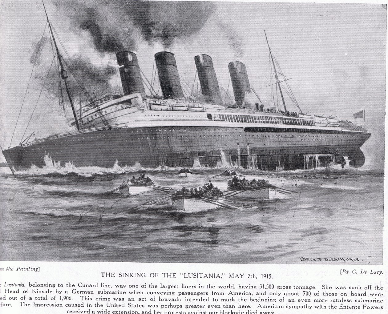 O naufrágio do Lusitania 7 de maio de 1915 de Charles John de Lacy