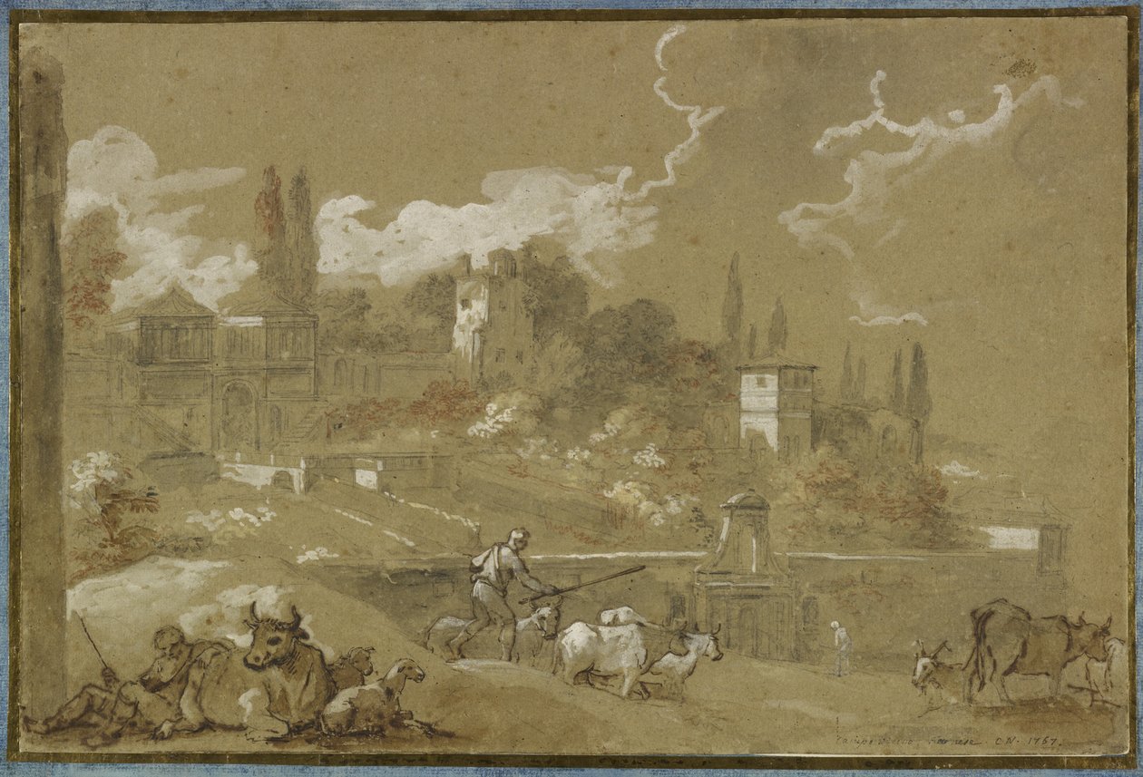 View of Campo Vacino, Rome, 1767 de Charles Joseph Natoire