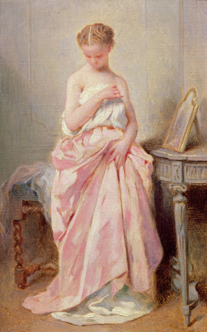 Menina, em, um, vestido cor-de-rosa de Charles Joshua Chaplin