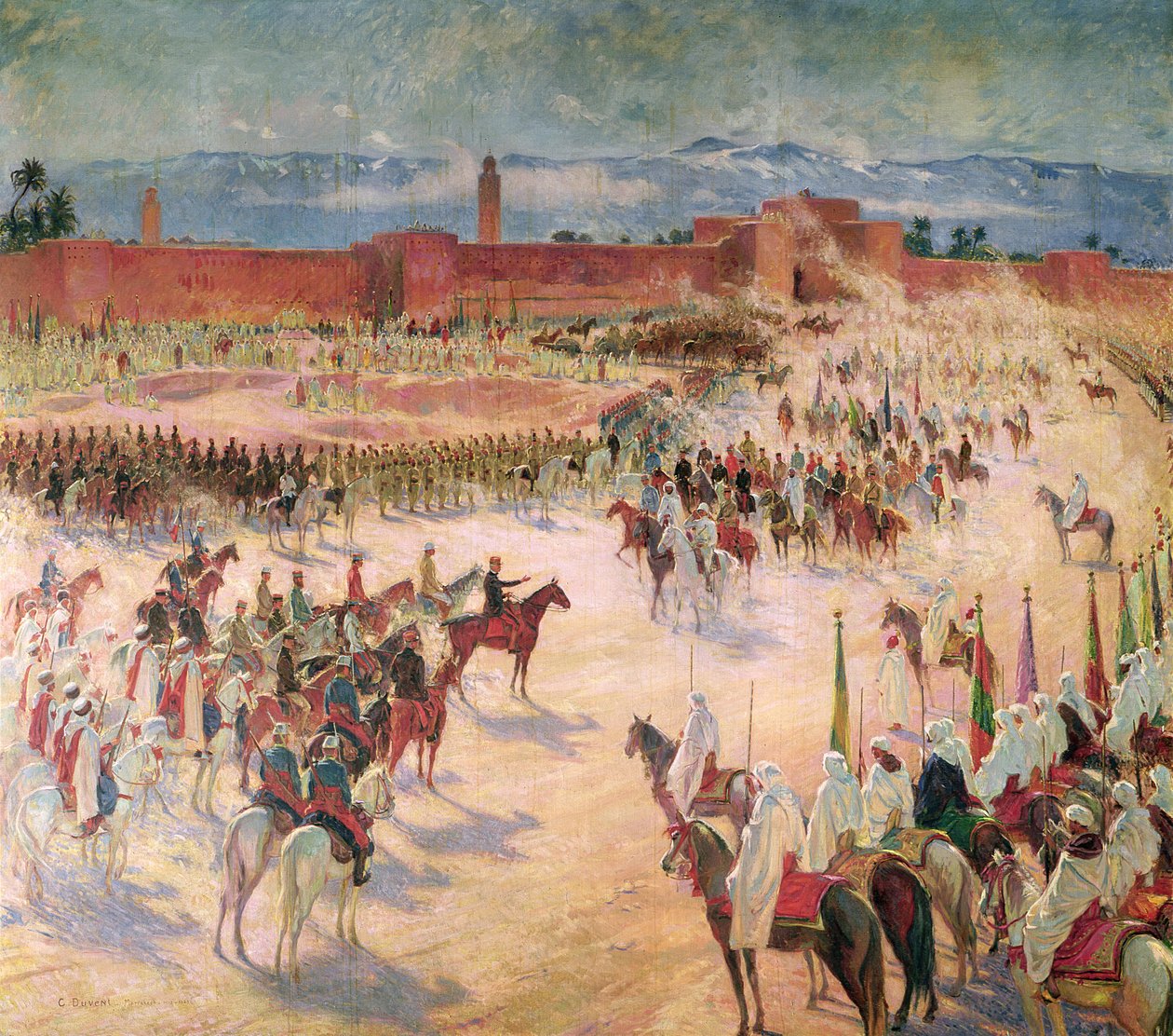 A entrada do general Lyautey (1854-1934) e o general Mangin (1862-1925) em Marrakesh em 1912, 1915 de Charles Jules Duvent