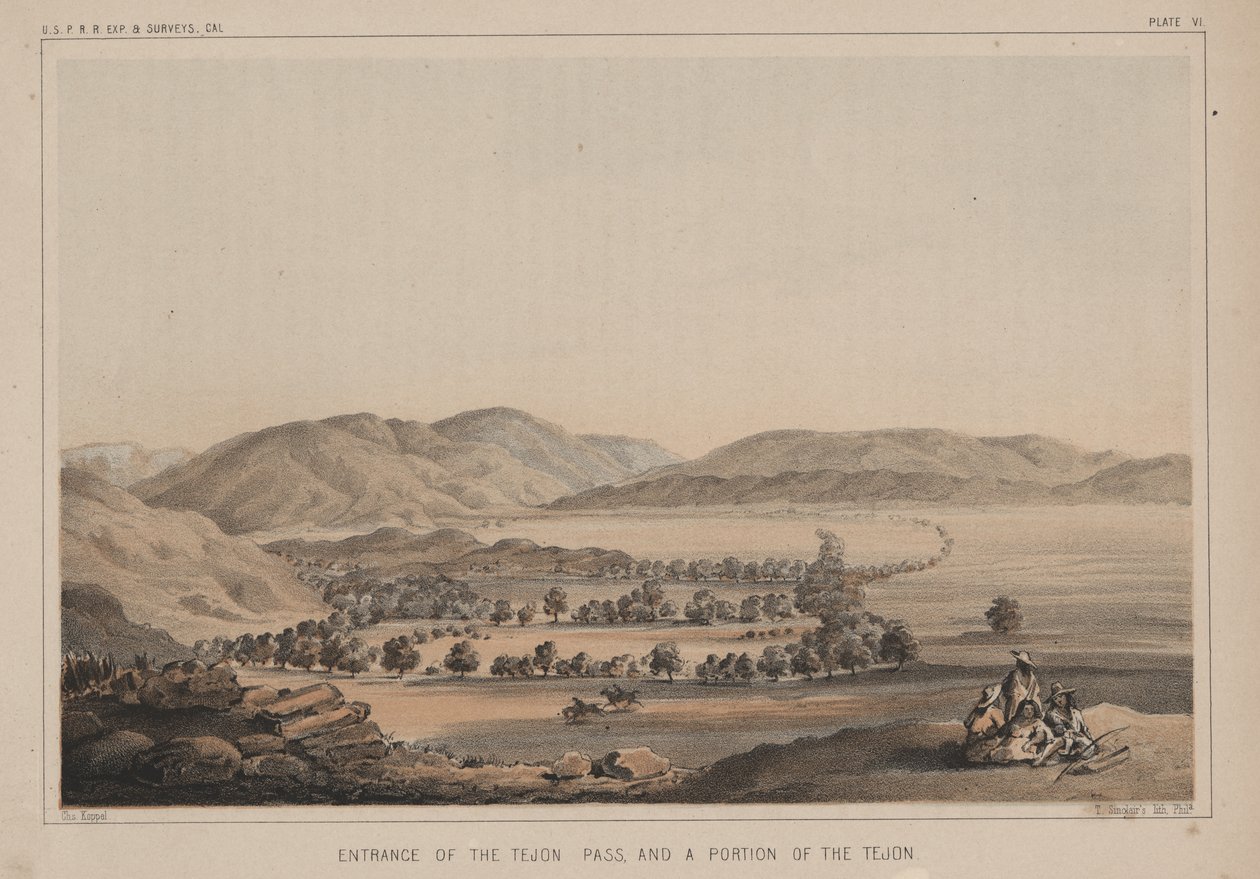 Entrada para o Tejon Pass e uma parte do Tejon, 1856 de Charles Koppel
