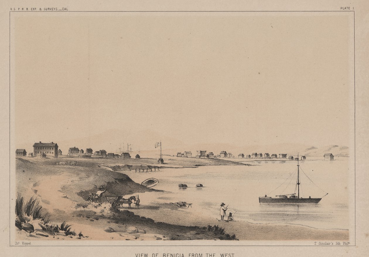 Vista de Benicia do oeste, 1856 de Charles Koppel