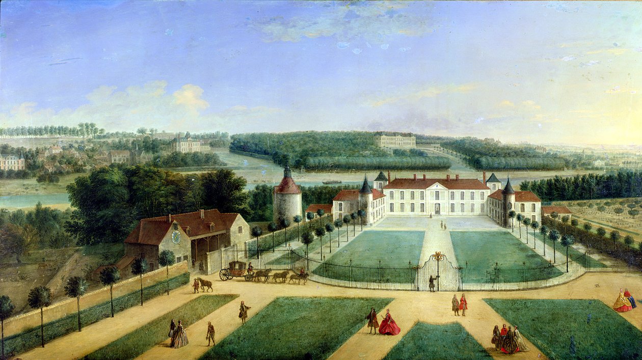 Castelo de Charles Guillaume O Normant, senhor de Etoilles (óleo sobre cobre) de Charles Laurent Grevenbroeck
