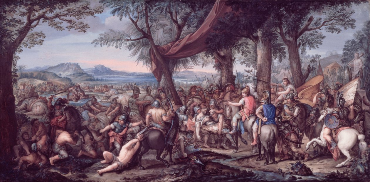 Alexandre na Batalha de Arbela (têmpera sobre velino) de Charles Le Brun