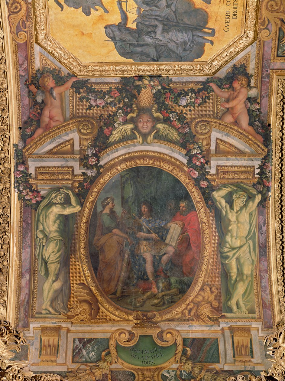 Reforma do Judiciário em 1667, pintura de teto da Galerie des Glaces de Charles Le Brun
