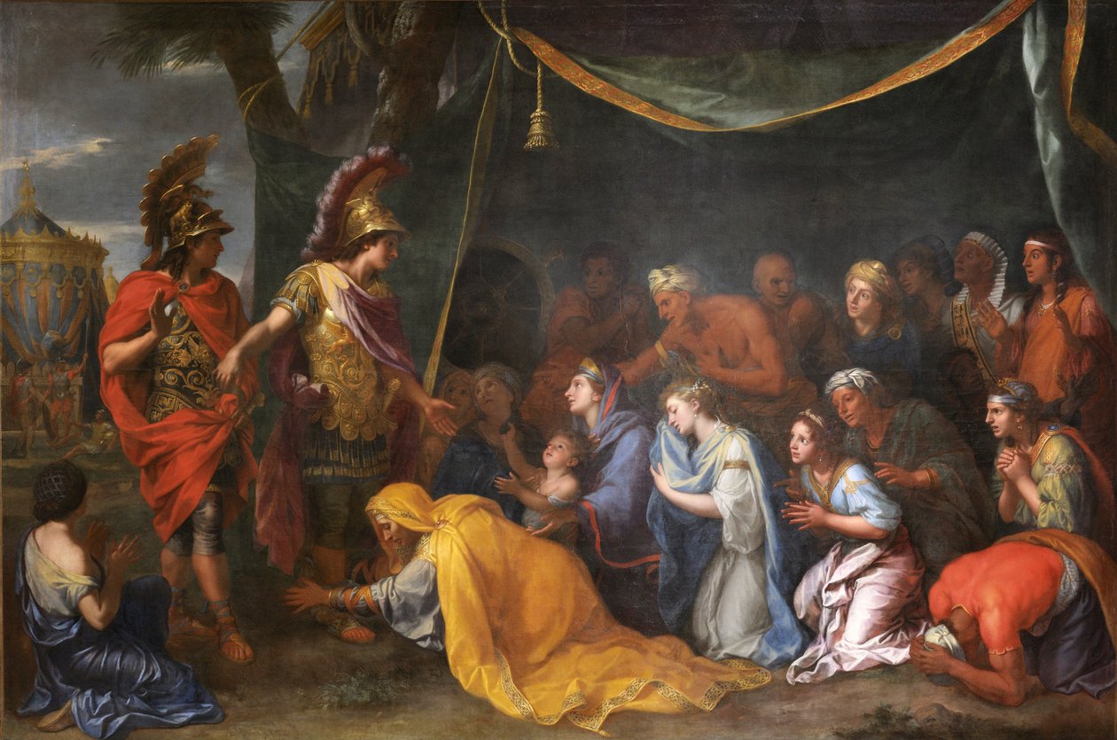 As rainhas da Pérsia aos pés de Alexandre também dizem que a tenda de Dario de Charles Le Brun