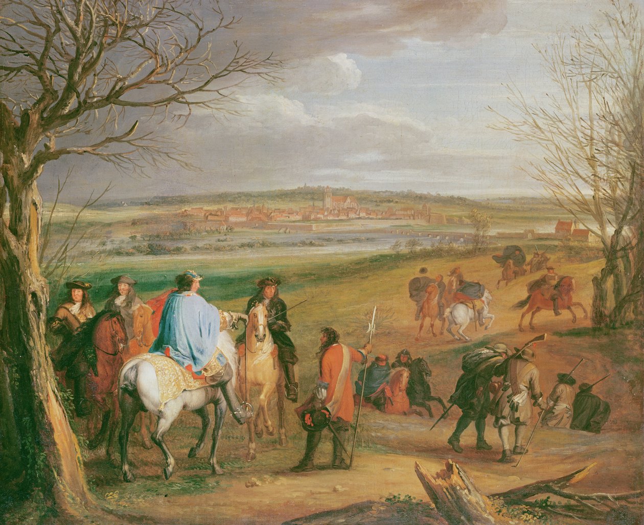 Luís XIV (1638-1715), rei da França e de Navarra, antes da cidade de Dole de Charles Le Brun