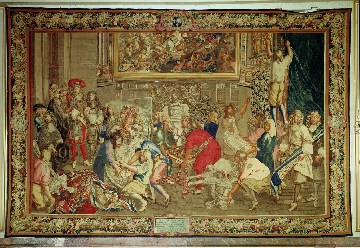 Luís XIV (1638-1715) visita a fábrica dos Gobelins, 15 de outubro de 1667 (tapeçaria) de Charles Le Brun