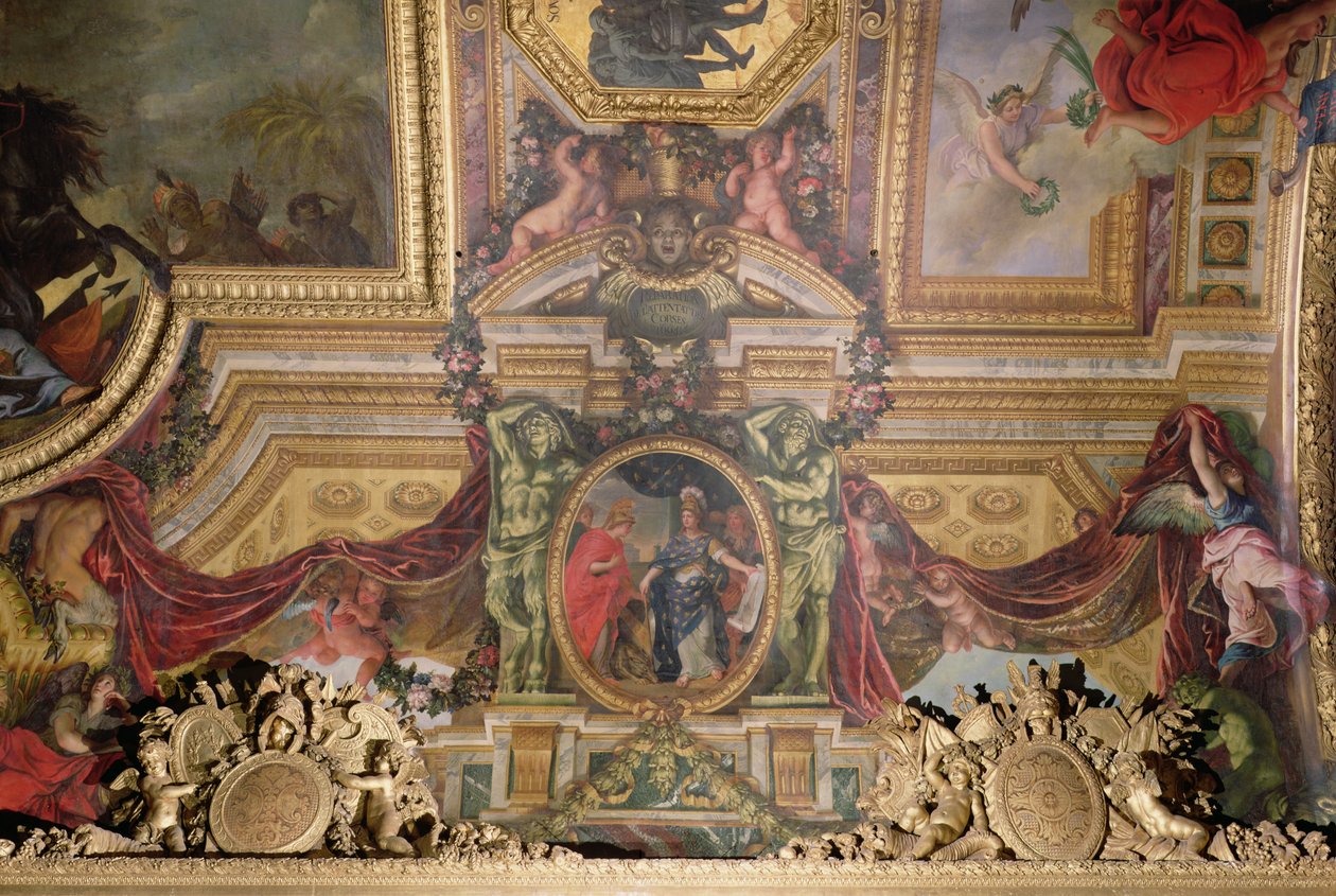 A Expiação pelos Ataques da Córsega em 1664, Pintura de Teto da Galerie des Glaces de Charles Le Brun
