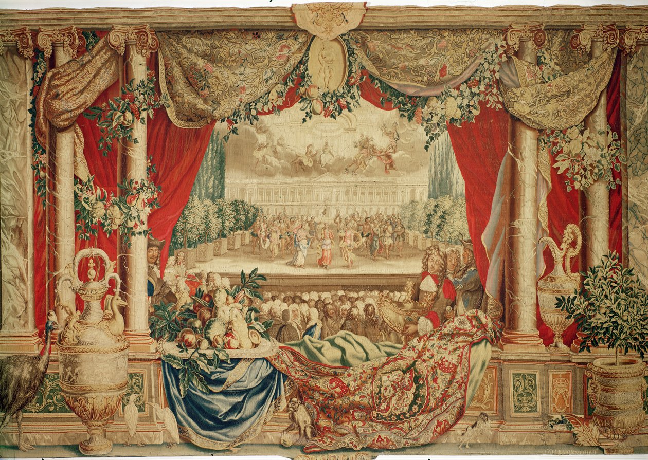 O Mês de Janeiro O Louvre, da série de tapeçarias &39;The Months or Royal Residences&39;, produzido na Oficina Gobelins para Louis XIV (tapeçaria) de Charles Le Brun