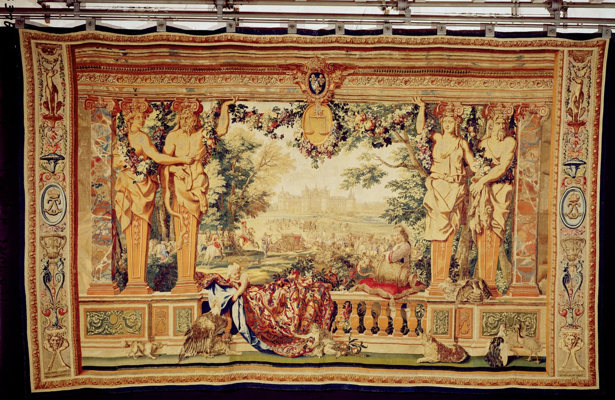 O Mês de Setembro Chateau de Chambord, da série de Tapeçarias &39;The Months or Royal Residences&39;, produzido na Oficina Gobelins para Louis XIV (tapeçaria) de Charles Le Brun