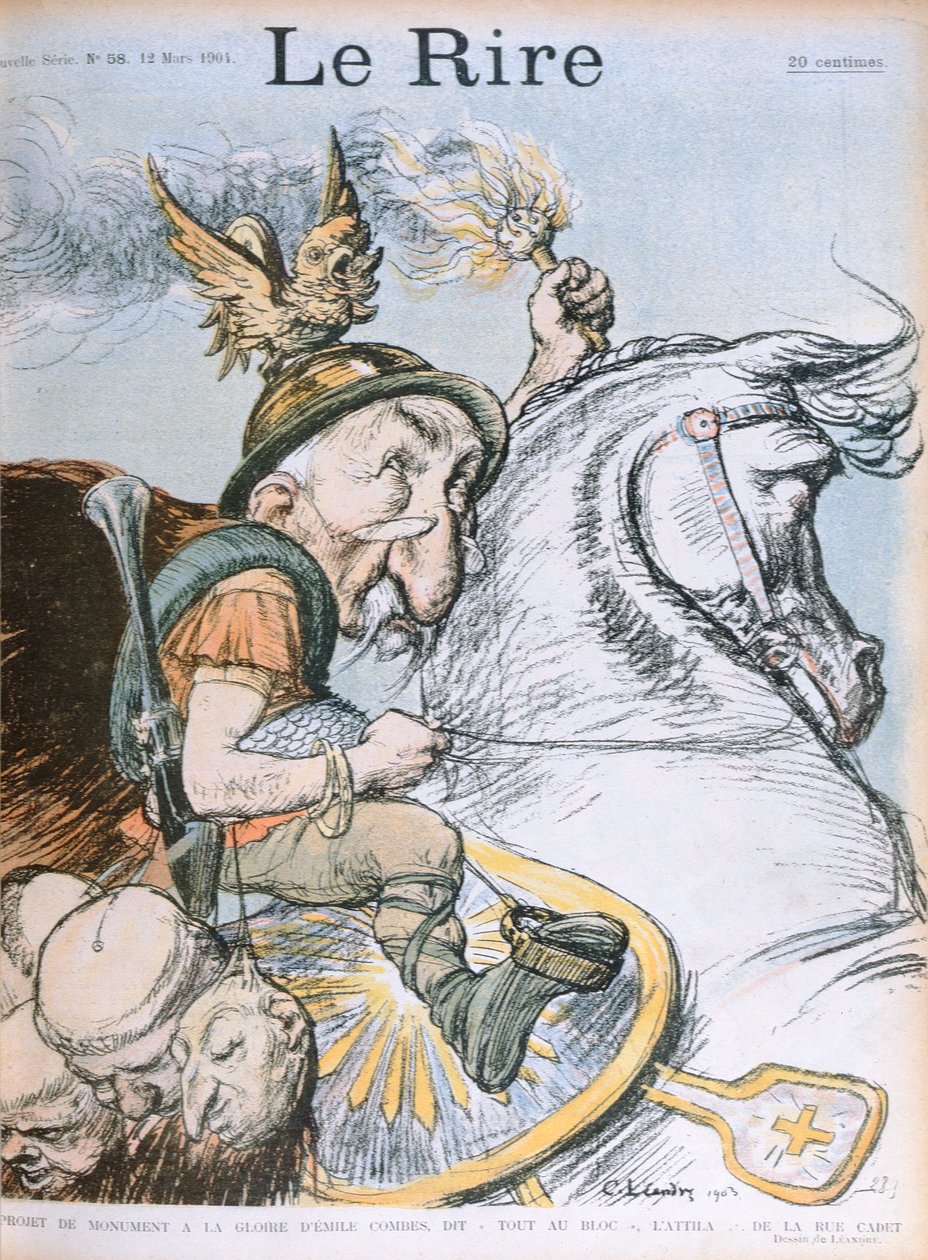 Caricatura de Emile Combes, capa da revista &39;The Laughter&39;, 12 de março de 1903 de Charles Leandre