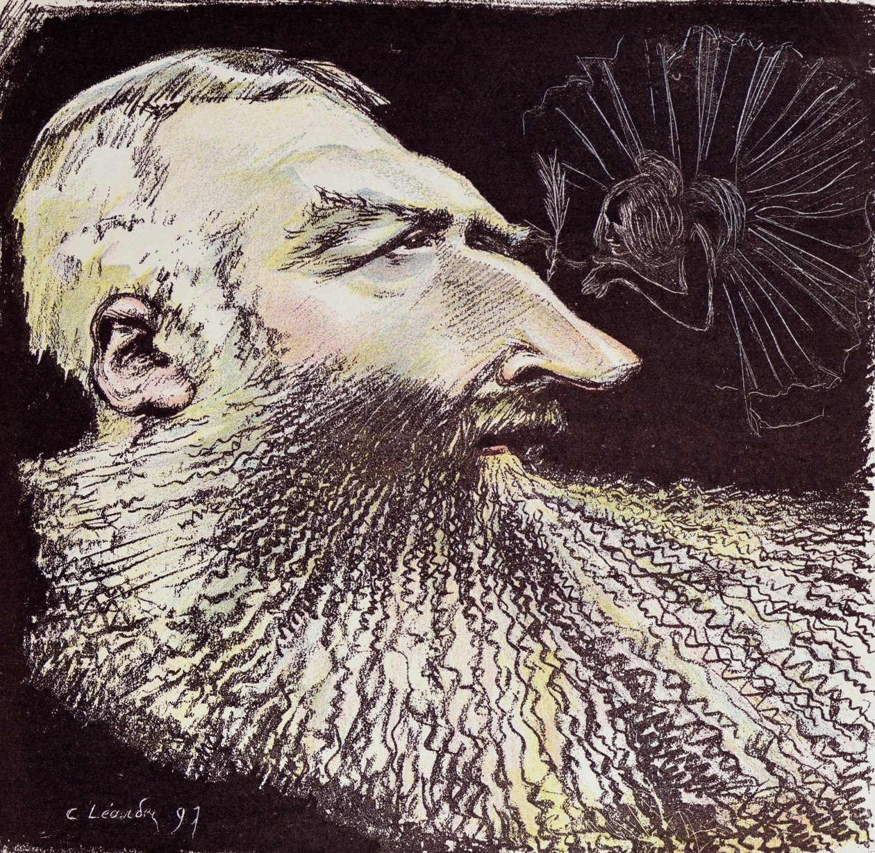 &39;Cleopold II, rei dos belgas&39;, caricatura de Leopold II (1835-1909) e Cleo de Merode (1873-1966), 1897 de Charles Leandre