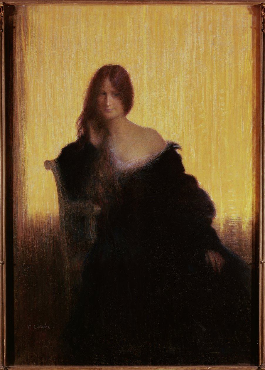 Retrato de uma mulher (pastel em papel) de Charles Leandre