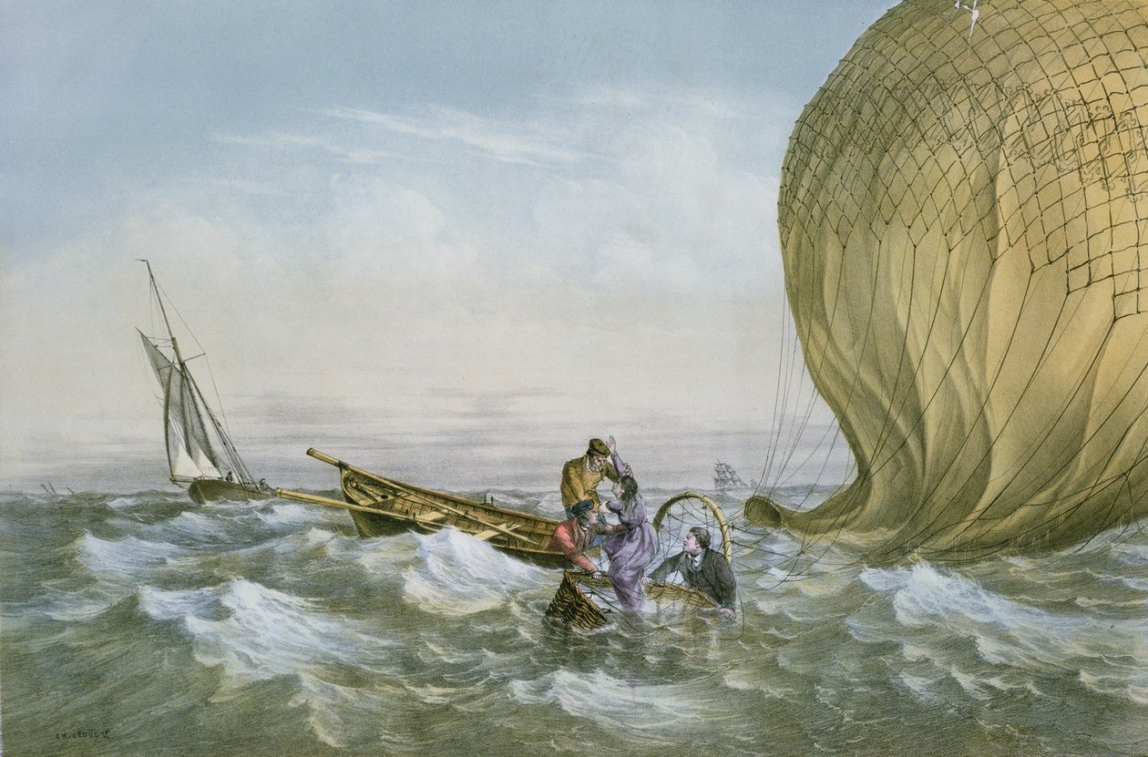 Resgate do balão de ar quente, 1874 de Charles Leduc
