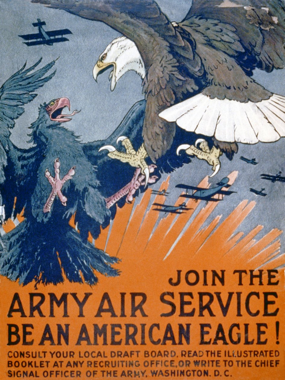 Junte-se ao Serviço Aéreo do Exército, seja uma águia americana !, c.1917 de Charles Livingston Bull