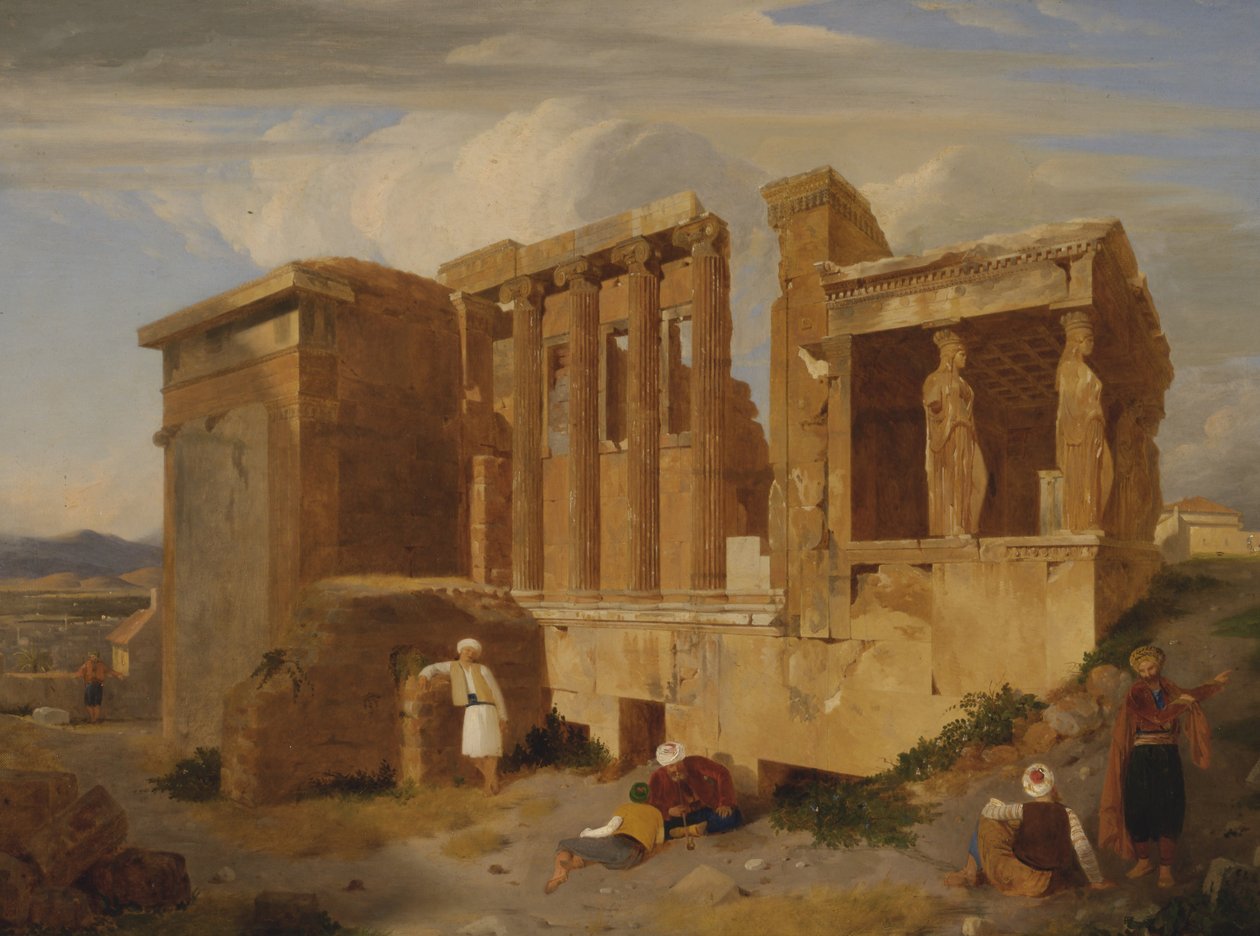 Erechtheum, Atenas, com figuras em primeiro plano de Charles Lock Eastlake