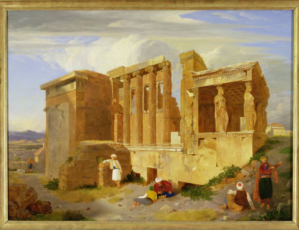 Erechtheum, Atenas, com figuras em primeiro plano, 1821 de Charles Lock Eastlake
