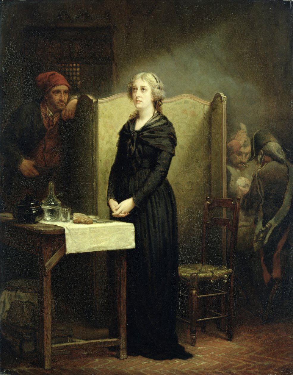 Rainha Maria Antonieta na Conciergerie: The Prayer Table, 1856-57 de Charles Louis Lucien Muller